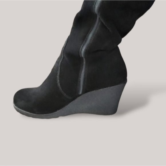 La Canadienne Rare Edition  Waterproof Suede Wedge Boots w Fur Interior- Size 10 - Picture 14 of 15